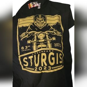 NWT Sturgis 2023 Bike Ralley South Dakota Bearded Skeleton Biker T-Shirt